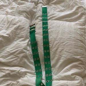 Bright green double grommet belt